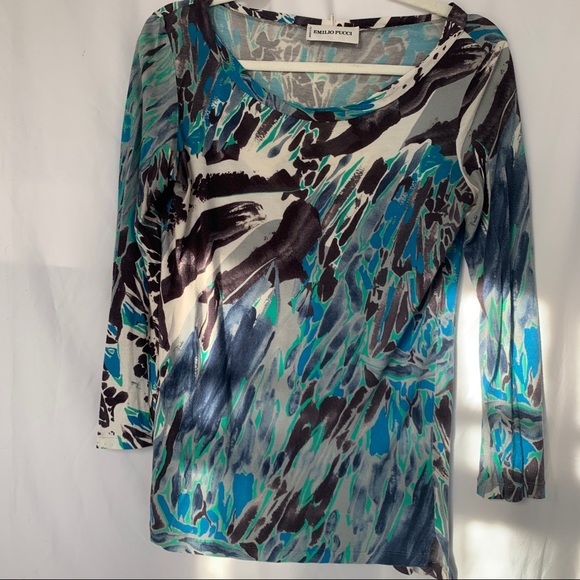Emilio Pucci Psychedelic, Watercolor 90s Top - Picture 8 of 9